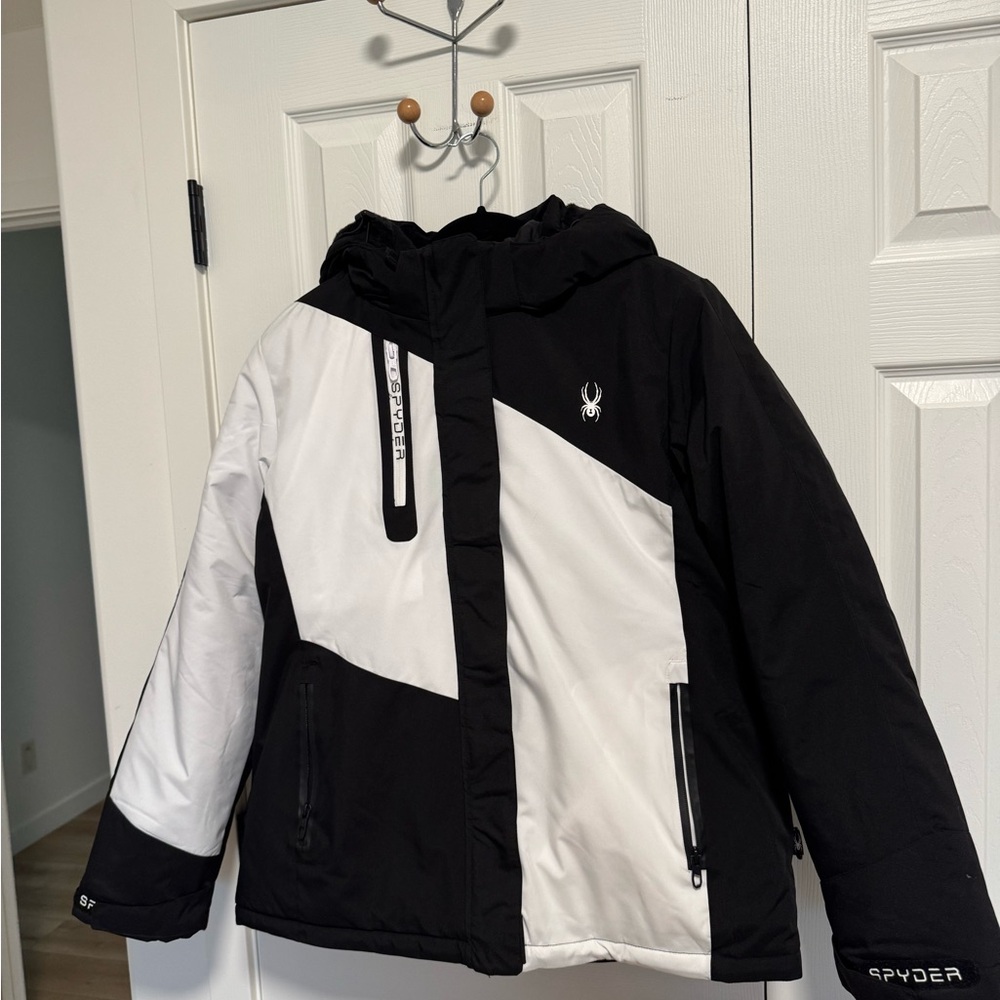 Spyder Black and White Ski Jacket, Womens, Size L